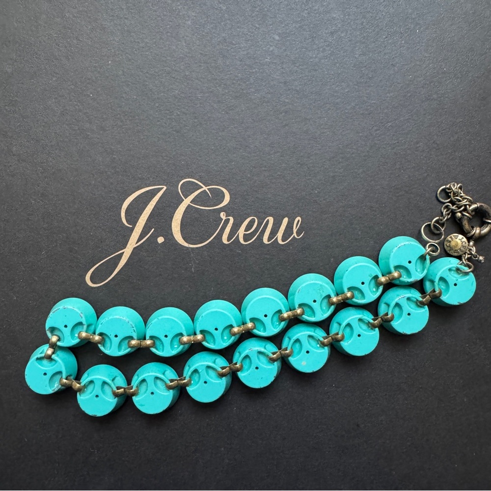 🌱 J. Crew Jumbo Brulee teal statement necklace - Picture 6 of 7